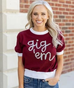 Queen Of Sparkles Tops "Gig Em" Sweater
