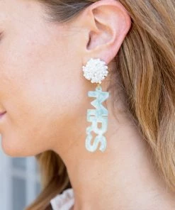 US Jewelry House Mrs. Statement Earrings - Mint Bridal Edit