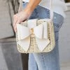 Like Dreams Summer Of Color Bowtie Straw Crossbody - White