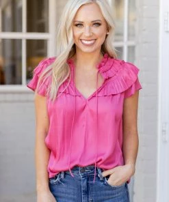 Current Air Evelyn Top- Pink Tops