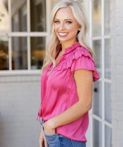 Current Air Evelyn Top- Pink Tops