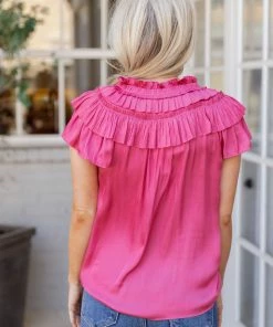 Current Air Evelyn Top- Pink Tops