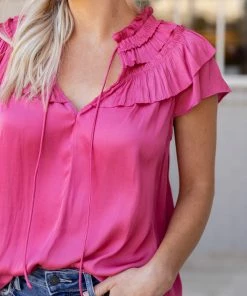 Current Air Evelyn Top- Pink Tops