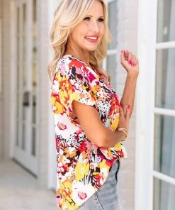 Fate Tops Alena Top- Black Floral