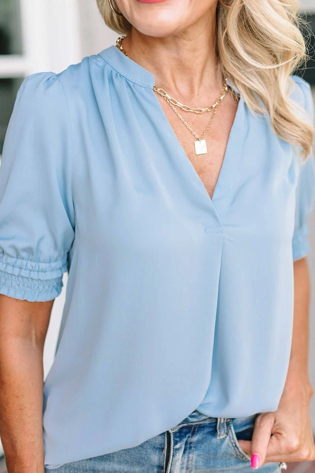 Current Air Mildred Top- Blue Tops