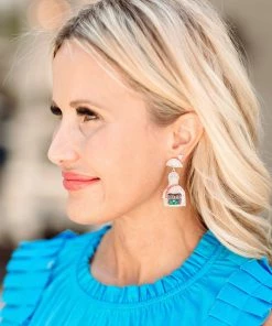 * Tequila Bottle Rhinestone Earrings