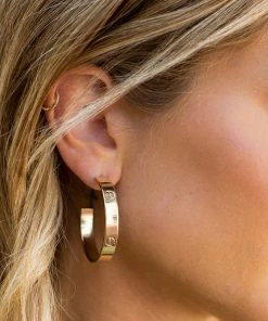 A.v Max Designer Inspired Large Nailhead Hoop Earring