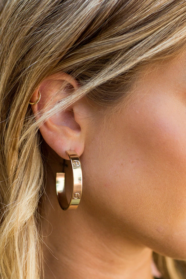 A.v Max Designer Inspired Large Nailhead Hoop Earring