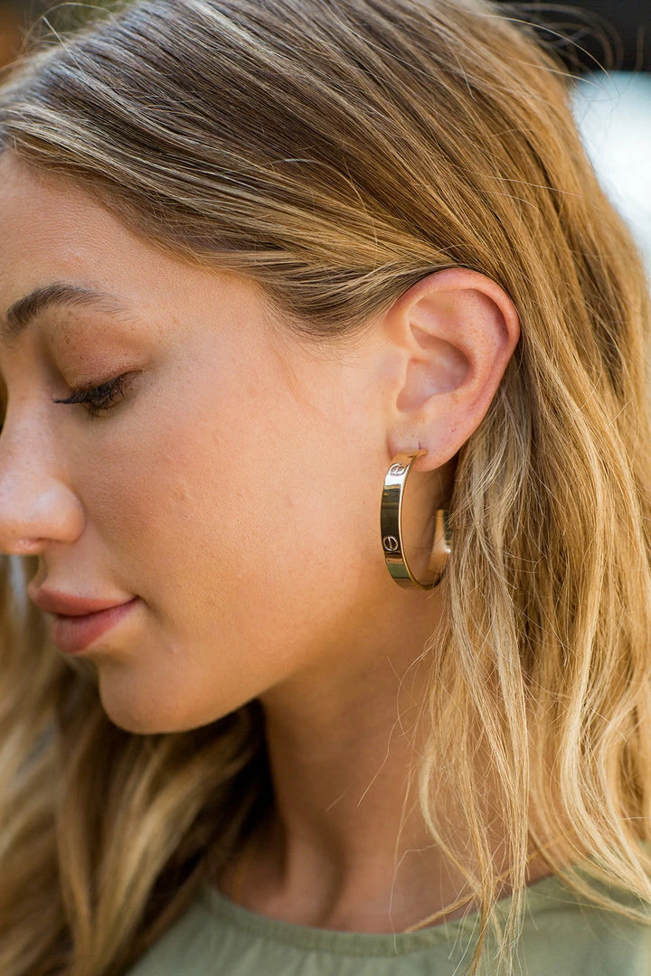 A.v Max Designer Inspired Large Nailhead Hoop Earring