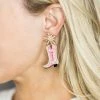 * Pearl Boots Drop Earrings- Pink Accessories