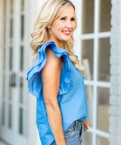 On Twelfth Debbie Top- Blue