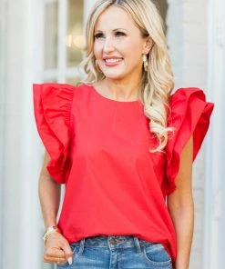 On Twelfth Tops Debbie Top- Red