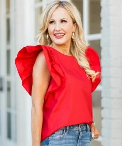 On Twelfth Tops Debbie Top- Red