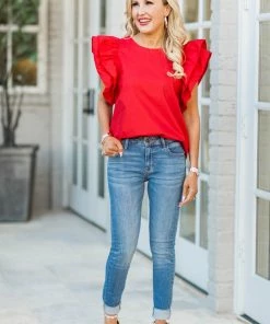 On Twelfth Tops Debbie Top- Red