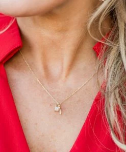 Ana Accessories Sadie Rhinestone Lock & Key Necklace