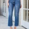 Risen Jessica Mid Rise Straight Raw Hem Jeans