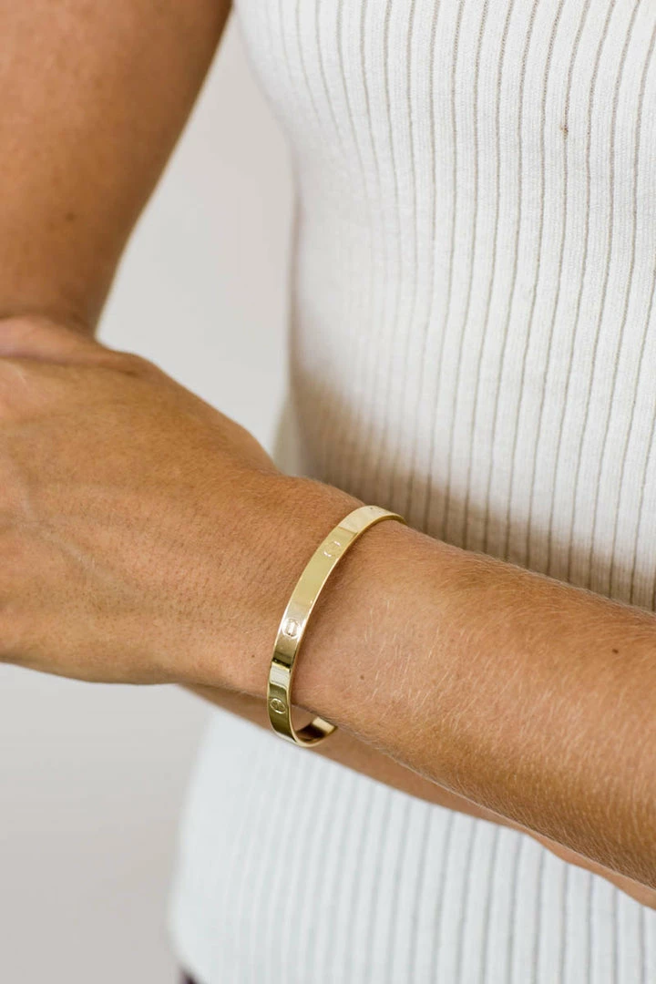 A.v Max Designer Inspired Nailhead Cuff Bracelet - Gold