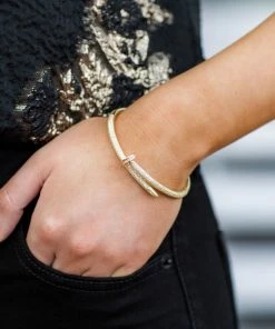 Love Poppy Pave Nail Bracelet- Gold Best Dressed Guest