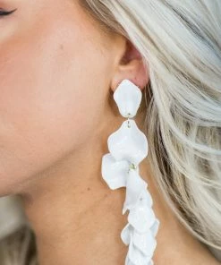 * Felicity Flower Petal Earrings- White Resort Collection