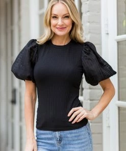 Flying Tomato Claudia Top- Black
