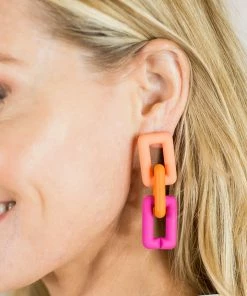 * Geo Link Drop Earrings- Multicolor Accessories