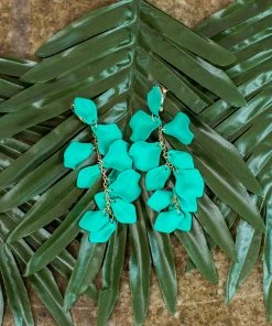 * Felicity Flower Petal Earrings- Teal